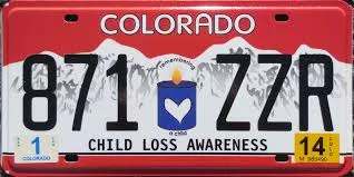 Child Loss Awareness License Plate